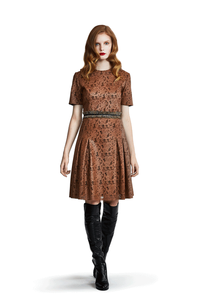 slim fit dress slacks Laser-cut faux leather trench dress