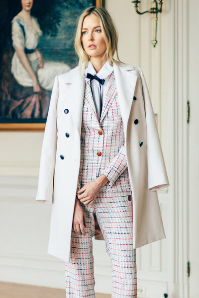 Double breasted peak lapel coat shop
