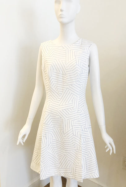 Pleat Front Dress in Abstract Print