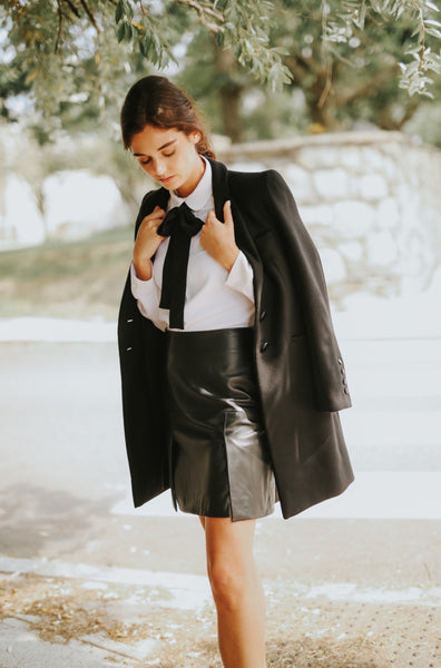Release Pleat Leather Skirt Isoude