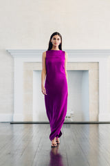 Column Gown with Yoke Detail