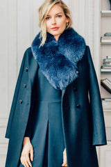 Navy Fox Collar Fur