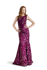 Collector Paint Print Bateau Neck Mermaid Gown