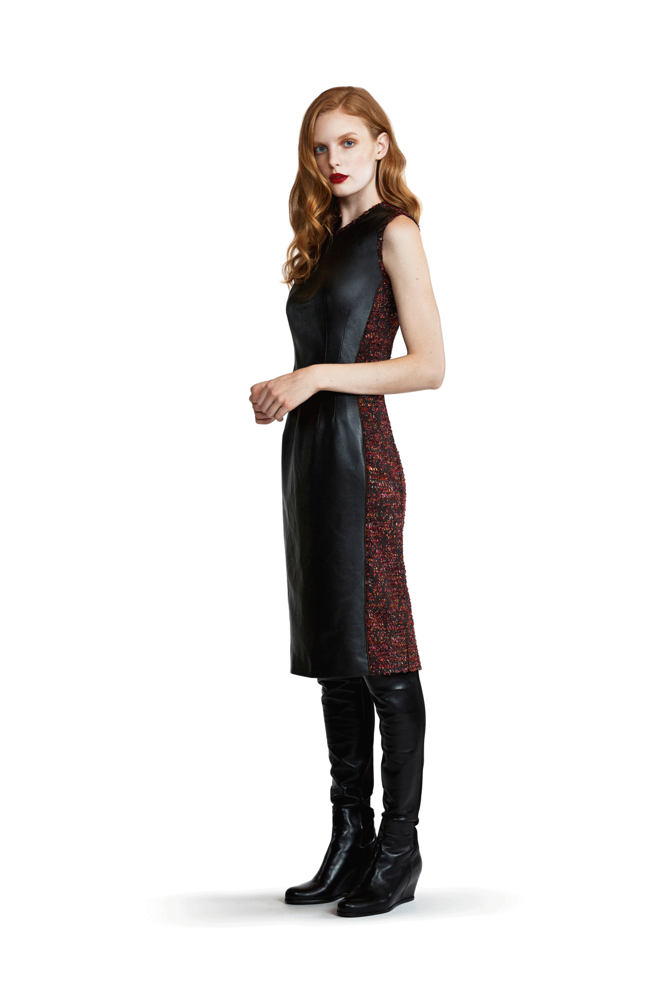 Leather Front Insert Dress