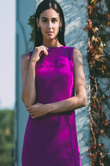 Column Gown with Yoke Seam Detail