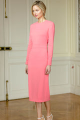 Mid Long Sleeve Jewel Neck Dress