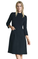 Demi Funnel Collar Day Dress with Pockets and 3/4 Length Sleeve
