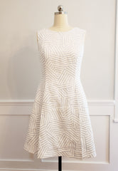 Pleat Front Dress in Abstract Print