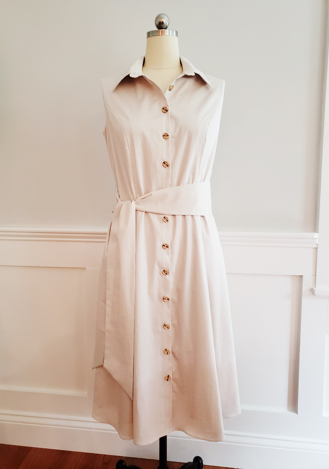 Sleeveless Cotton Shirt Dress