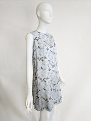 Sleeveless Shift Dress in Embroidered Organza