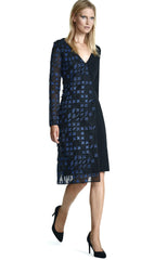 V Neck Asymmetrical Dress with Applique Fabric