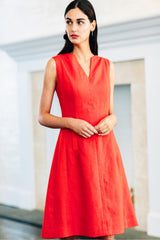V Neck Dress with Insert and Pocket Detail